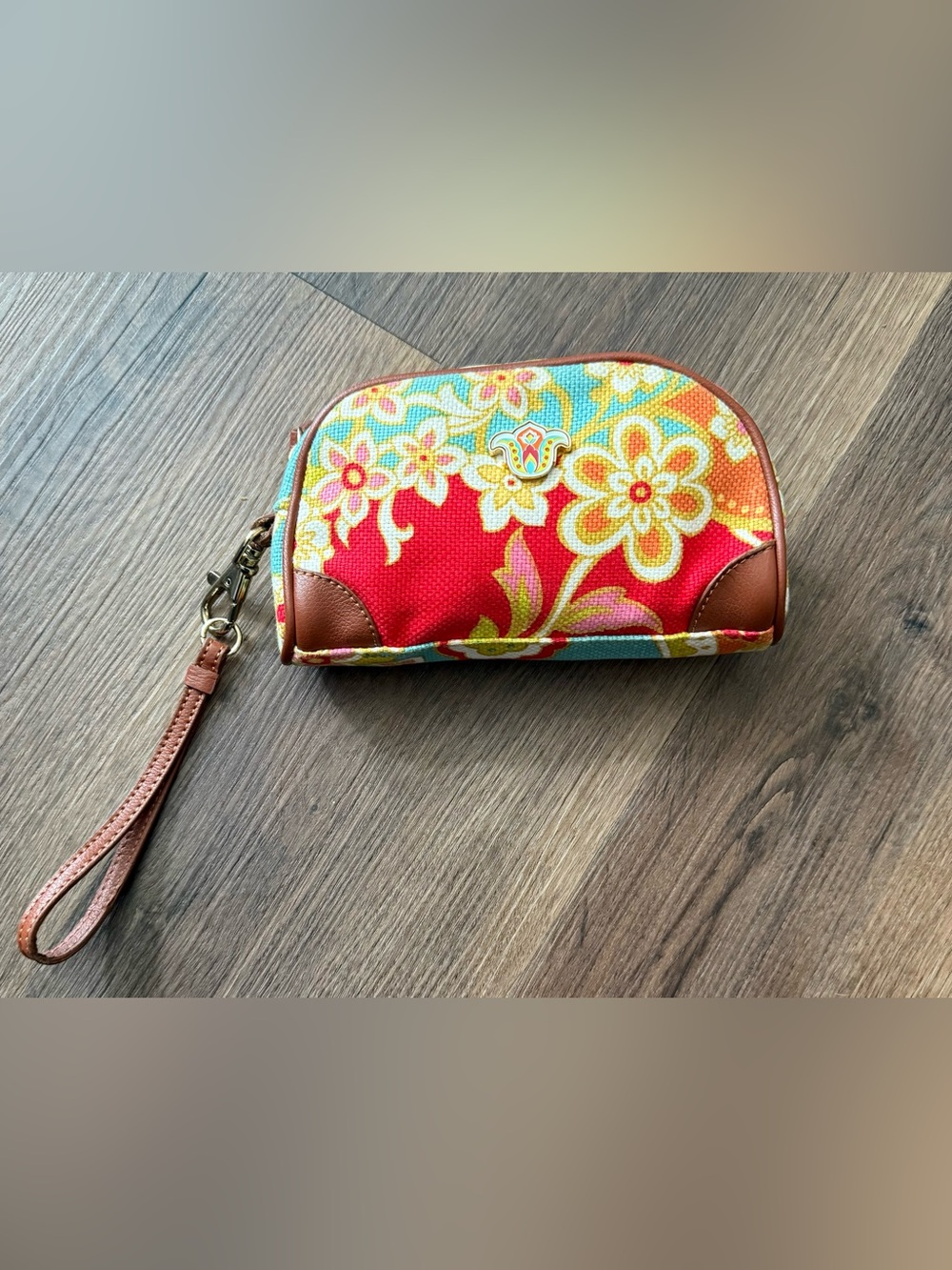 Spartina Red Canvas Wristlet Clutch